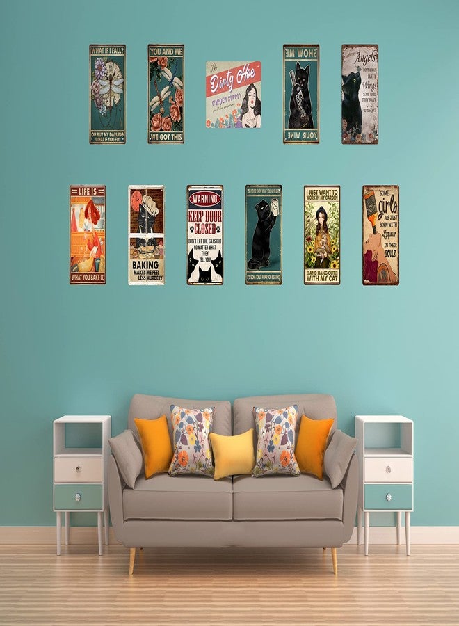CSWLJS Funny Black Cat Warning Decor Retro Metal Tin Sign - Keep Door Closed Don't Let The Cats Out No Matter What They Tell You - Vintage Art Sign for Home Office Room Wall Decor Poster Gift 8x12 in - Image 4